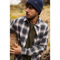 Weird Fish Men's Broxton Cotton Long Sleeve Herringbone Check Shirt in Grey | Size: 4XL