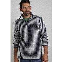 Weird Fish Men's Shorling 1/4 Zip Striped Macaroni Sweatshirt in Ecru | Size: Medium
