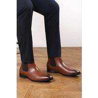 Where's That From Men's 'Henry' Formal Slip On Classic Chelsea Ankle Boots in Tan | Size: 12