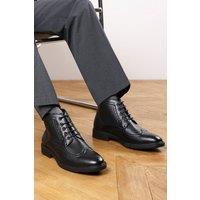 Where's That From Men's 'Finley' Brogue Lace Up Ankle Boots in Black | Size: 8