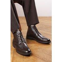 Where's That From Men's 'Finley' Brogue Lace Up Ankle Boots in Brown | Size: 10