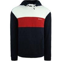 Ben Sherman Men's Striped Panelled Hoody Pullover Jumper in Blue | Size: Medium