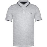 Ben Sherman Men's Classic Fit Short Sleeve Light Grey Navy Wide Twin Tipped Polo Short | Size: XL