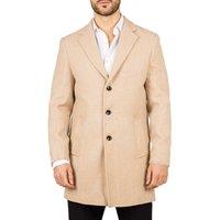 TruClothing Men's Notched Lapel Collar Wool Blend Overcoat Classic Trench Coat Winter Jacket in Beige | Size: Medium