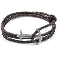 ANCHOR & CREW Men's Admiral Anchor Silver & Braided Leather Bracelet in Brown
