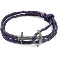 ANCHOR & CREW Men's Admiral Anchor Silver & Braided Leather Bracelet in Purple