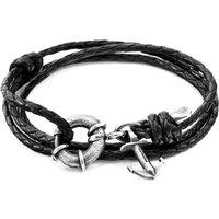 ANCHOR & CREW Men's Clyde Anchor Silver & Braided Leather Bracelet in Black