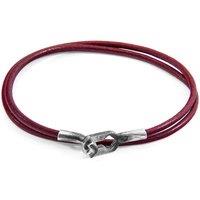 ANCHOR & CREW Men's Tenby Silver & Round Leather Bracelet in Red | Size: 19 cm