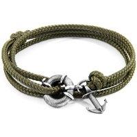 ANCHOR & CREW Men's Clyde Anchor Silver & Rope Bracelet in Green