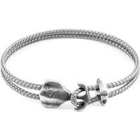 ANCHOR & CREW Men's Delta Anchor Silver & Rope Bracelet in Grey | Size: 21 cm