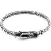 ANCHOR & CREW Men's Padstow Silver & Rope Bracelet in Grey | Size: 21 cm