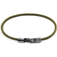 ANCHOR & CREW Men's Talbot Silver & Rope Bracelet in Green | Size: 21 cm