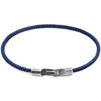 ANCHOR & CREW Men's Talbot Silver & Rope Bracelet in Navy | Size: 21 cm
