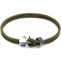 ANCHOR & CREW Men's Brixham Silver & Rope Bracelet in Green | Size: 21 cm