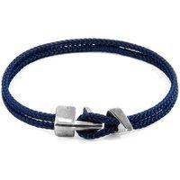 ANCHOR & CREW Men's Brixham Silver & Rope Bracelet in Navy | Size: 21 cm