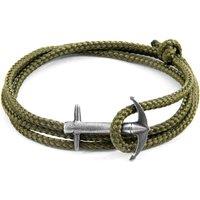 ANCHOR & CREW Men's Admiral Anchor Silver & Rope Bracelet in Green