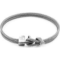 ANCHOR & CREW Men's Brixham Silver & Rope Bracelet in Grey | Size: 19 cm