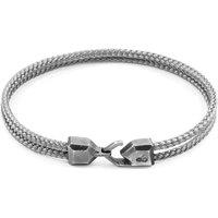 ANCHOR & CREW Men's Cromer Silver & Rope Bracelet in Grey | Size: 23 cm
