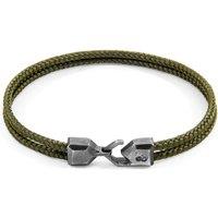 ANCHOR & CREW Men's Cromer Silver & Rope Bracelet in Green | Size: 23 cm