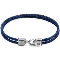 ANCHOR & CREW Men's Cromer Silver & Rope Bracelet in Navy | Size: 23 cm