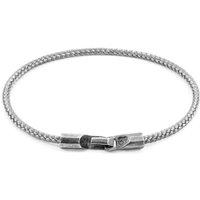 ANCHOR & CREW Men's Talbot Silver & Rope Bracelet in Grey | Size: 23 cm