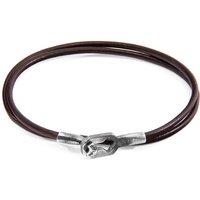 ANCHOR & CREW Men's Tenby Silver & Round Leather Bracelet in Brown | Size: 23 cm