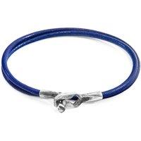 ANCHOR & CREW Men's Tenby Silver & Round Leather Bracelet in Blue | Size: 23 cm