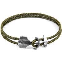 ANCHOR & CREW Men's Delta Anchor Silver & Rope Bracelet in Green | Size: 23 cm