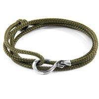 ANCHOR & CREW Men's Heysham Silver & Rope Bracelet in Green