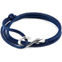 ANCHOR & CREW Men's Heysham Silver & Rope Bracelet in Navy