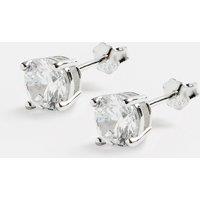 Cernucci Men's Round Cut Stud Earrings 6mm - Silver in Metallic Silver