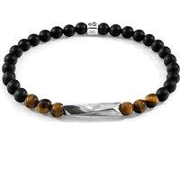 ANCHOR & CREW Men's Orinoco Silver & Stone Bracelet in Brown | Size: 21 cm