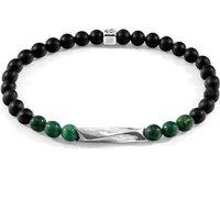 ANCHOR & CREW Men's Orinoco Silver & Stone Bracelet in Green | Size: 21 cm
