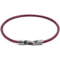 ANCHOR & CREW Men's Talbot Silver & Rope Bracelet in Purple | Size: 21 cm