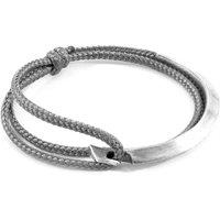 ANCHOR & CREW Men's Hove Silver & Rope Bracelet in Grey