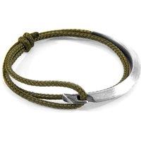 ANCHOR & CREW Men's Hove Silver & Rope Bracelet in Green