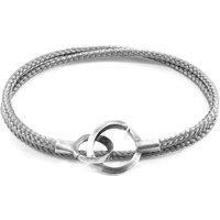 ANCHOR & CREW Men's Montrose Silver & Rope Bracelet in Grey | Size: 19 cm