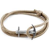 ANCHOR & CREW Men's Admiral Anchor Silver & Rope Bracelet in Light Brown