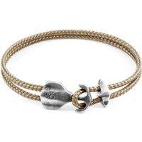 ANCHOR & CREW Men's Delta Anchor Silver & Rope Bracelet in Light Brown | Size: 19 cm