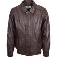 House of Leather Men's Leather Blouson Style Bomber Jacket Jim Black M in Brown | Size: Large