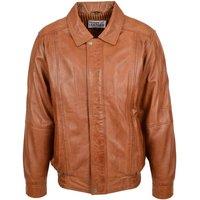 House of Leather Men's Leather Blouson Style Bomber Jacket Jim Black M in Tan | Size: XL