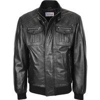 House of Leather Men's Men's Real Leather Bomber Jacket Tom Tan M in Black | Size: 3XL