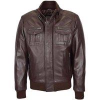 House of Leather Men's Men's Real Leather Bomber Jacket Tom Tan M in Brown | Size: 2XL