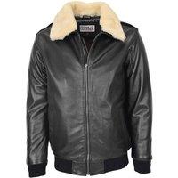 House of Leather Men's Men's Real Leather Flight Bomber Jacket Viggo 3XL in Black | Size: Large