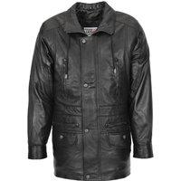 House of Leather Men's Men's Real Leather Winter Parka Coat Jason Black XL