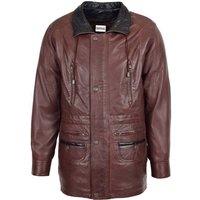 House of Leather Men's Men's Real Leather Winter Parka Coat Jason Black XL in Brown | Size: 3XL