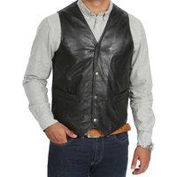House of Leather Men's Real Leather Waistcoat Vest Petrelli in Black | Size: 2XL