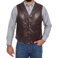 House of Leather Men's Real Leather Waistcoat Vest Petrelli in Brown | Size: XL