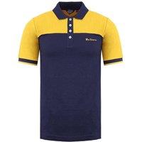 Ben Sherman Men's Short Sleeve Collared NavyYellow Block Polo Shirt in Blue | Size: Medium