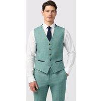 Antique Rogue Men's Slim Fit Green Herringbone Tweed Waistcoat | Size: 48R